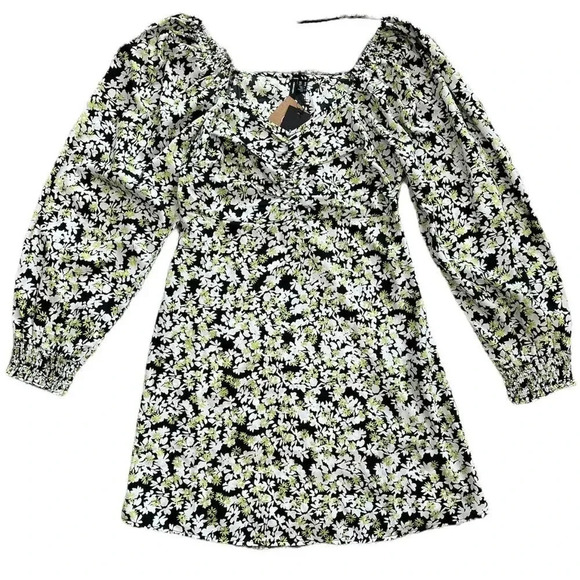 Vero Moda Black Floral Chaddie Mini Dress M - Picture 2 of 4